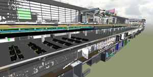 Levée d'une extension de l'aéroport de Munich pendant la construction