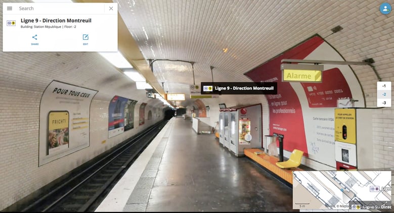 La station de métro République à Paris en immersion à 360° dans NavVis IndoorViewer